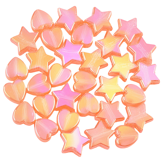 100 шт 2 стили прозрачные акриловые бусины, звезда и сердца