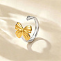 304 Stainless Steel Cuff Open Rings for Women, Bowknot