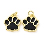 Rack Plating Brass Enamel Charms, with Jump Ring, Long-Lasting Plated, Real 18K Gold Plated, Cadmium Free & Lead Free, Dog's Paw Print