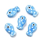 Handmade Porcelain Beads, Hand Painted Ceramic Beads, Fish, Famille Rose Porcelain