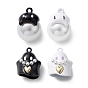 Halloween Spray Painted Alloy Pendants, with Plastic Pearls, Ghost Charm