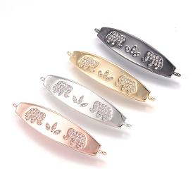 Brass Micro Pave Cubic Zirconia Links, Elephant