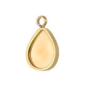 304 Настройки кабошон из нержавеющей стали кулон, слеза, чашки безель с краями, ионное покрытие (ip)