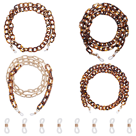 Цепочки для очков, шейный ремешок для очков, с акриловыми и алюминиевыми цепями, 304 застежки-лобстеры из нержавеющей стали и концы резиновых петель