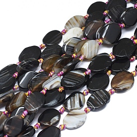 Natural Banded Agate/Striped Agate Beads Strands, Dyed & Heated, Twisted Teardrop