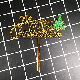 Acrylic Cake Toppers, Cake Inserted Cards, Christmas Themed Decorations, Word Merry Christmas