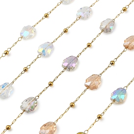 316 цепные цепи из нержавеющей стали, с 304 бусинами в виде пингвинов из нержавеющей стали и стекла, ионное покрытие (ip), реальный 18 k позолоченный, пайки, с катушкой