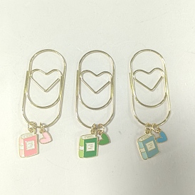 3pcs trombones en fer, avec des pendantifs en alliage d'émail, or