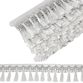 6M Filigree Polyester Lace Fringe Trim, Tassel Lace Ribbon, for Clothing Accessories, with 1Pc Cardboard Display Card