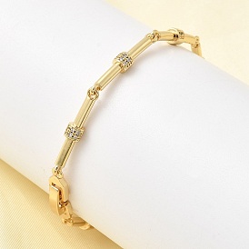 Браслеты-цепочки из бамбуковой латуни с микропаве из прозрачных кубических цирконий, без кадмия и без свинца, стойки покрытие, долговечный