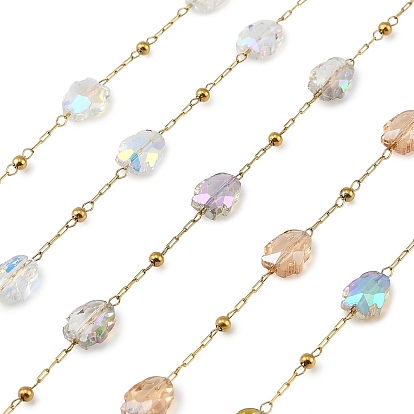 316 цепные цепи из нержавеющей стали, с 304 бусинами в виде пингвинов из нержавеющей стали и стекла, ионное покрытие (ip), реальный 18 k позолоченный, пайки, с катушкой