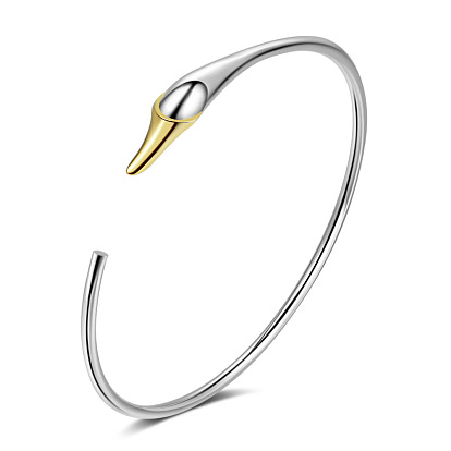 Swan Bracelet - Unique Design, Sweet and Forest Style, Open Bangle Hand Jewelry.
