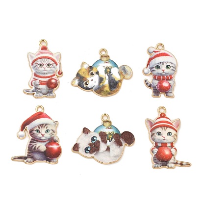 Рождественские эмали сплава подвески, долговечный, золотые, кошачье очарование
