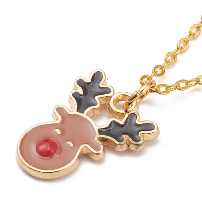 Christmas Theme Alloy Enamel Pendant Necklaces, with Brass Cable Chains, Mixed Shapes, Mixed Color