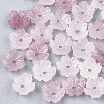 Perles de corail synthétiques, teint, fleur