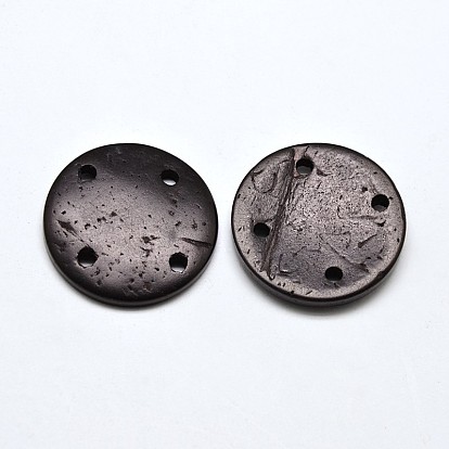 Окрашенные плоские круглые 4 отверстия кнопки кокосовые, 30x4~6 мм, отверстие : 3 мм