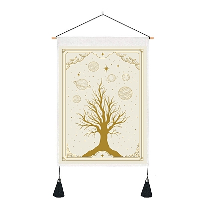 Bohemian Style Polyester Wall Hanging Tapestry, Vertical Tree of Life Pattern Tapestry, for Home Decoration, Rectangle