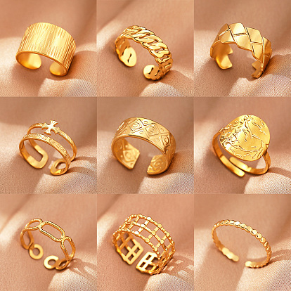 304 из нержавеющей стали манжеты кольца, золотой / нержавеющая сталь цвета