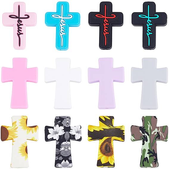 12 шт. 12 цвета крест-силиконовые фокусные бусины