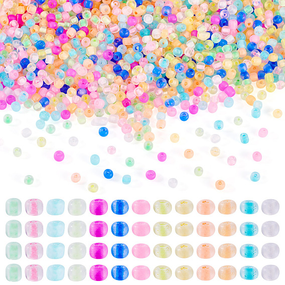 1300шт 13 цвета 6/0 светящиеся стеклянные бусины, круглое отверстие, матовые цвета внутри, светится в темноте, рондель