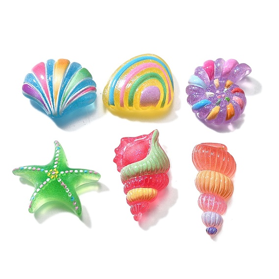 Прозрачная смола декодирует кабошоны, морская звезда/ракушка/ракушка