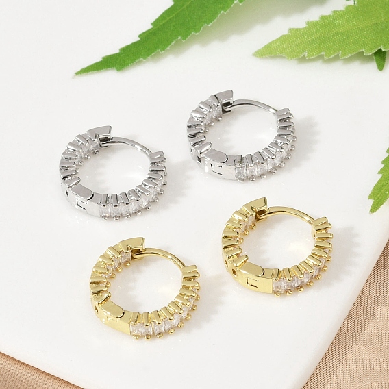 Латунные микро проложить серьги обруча кубического циркония, долговечный, без кадмия и без свинца