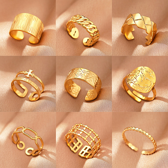 304 из нержавеющей стали манжеты кольца, золотой / нержавеющая сталь цвета