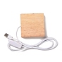 Square Solid Wood Base for Crystal Stones, Wooden Small Night Light, LED Luminous Base, Creative Gift, with USB Charger