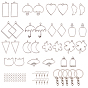 DIY Making, with Rack Plating Alloy Open Back Bezel Pendants, Brass Earring Hooks and Iron Jump Rings/Keychain Ring