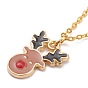 Christmas Theme Alloy Enamel Pendant Necklaces, with Brass Cable Chains, Mixed Shapes, Mixed Color