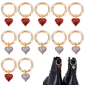 12 шт 2 стили сплав сердце обувь подвески, с литыми пружинными кольцами