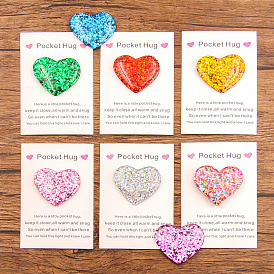 Resin Decoden Cabochons, Heart with Glitter Powder