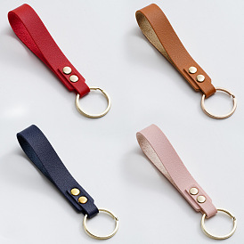 PU leather key chain simple solid color key pendant leather key ring pendant car key chain small commodity