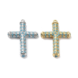 Rack Plating Brass Micro Pave Cubic Zirconia Pendants, Cross Charms, Long-Lasting Plated, Cadmium Free & Lead Free