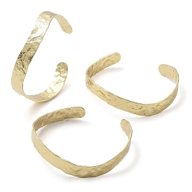 Rack Plating Brass Open Cuff Bangles, Long-Lasting Plated, Lead Free & Cadmium Free