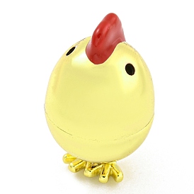 Rack Plating Brass Enamel Pendants, Long-Lasting Plated, Lead Free & Cadmium Free, Real 18K Gold Plated, Chick Charm