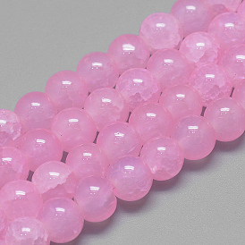 Стеклянные бусины, треск стиле, круглые, имитация нефрита