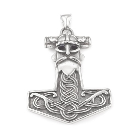 304 Stainless Steel Big Pendants, Thor Hammer with Pirate Charm