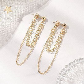 Серьги-гвоздики из латуни и нержавеющей стали с кисточками, подвеска-цепочка с кабелем