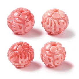 Synthetic Shell Dyed Carved Beads, Round