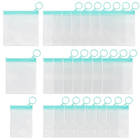 24Pcs 3 Styles Transparent EVA Resealable Bags with Rings, Square Rectangle