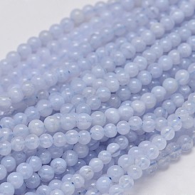 Round Grade A Natural Blue Lace Agate Bead Strands