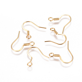 304 Stainless Steel French Earring Hooks, Flat Earring Hooks, with Horizontal Loop