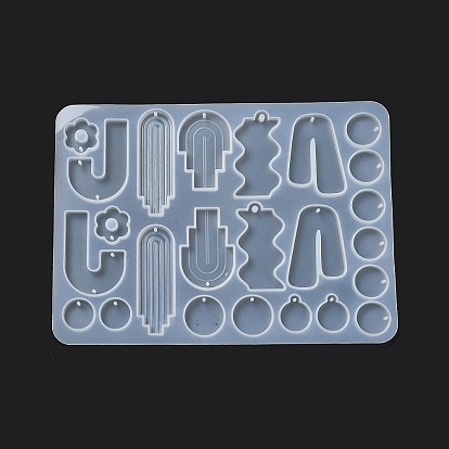 DIY Bohemian Style Geometrical Pendants Silicone Molds, Resin Casting Molds, for UV Resin, Epoxy Resin Jewelry Making, Arch/Wave/Round