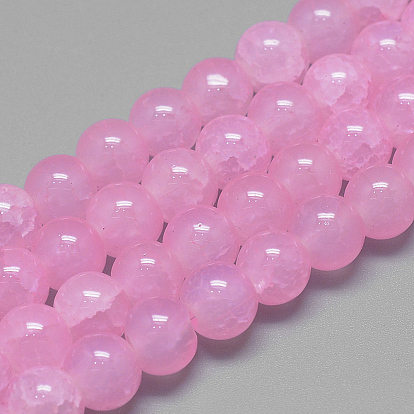 Стеклянные бусины, треск стиле, круглые, имитация нефрита