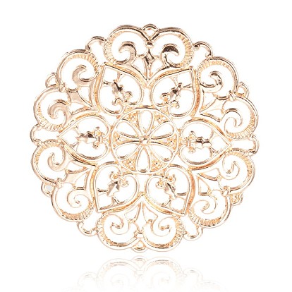 Старинные тибетские сплава стиль большие кулоны, подвески мандалы, плоские круглые с Флер де Лис рисунком, 63x2 мм, отверстие : 1 мм