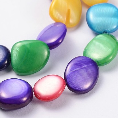 Erose Natural Freshwater Shell Beads Strands, Dyed, 7~14x6~10mm, Hole: 1mm, about 80pcs/strand, 34 inch
