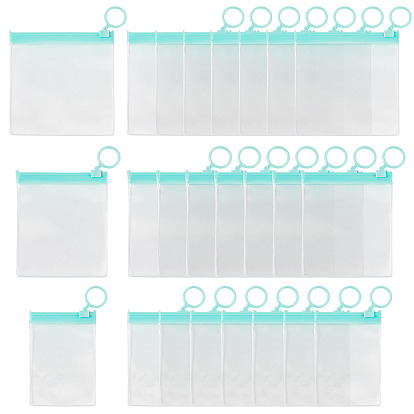 24Pcs 3 Styles Transparent EVA Resealable Bags with Rings, Square Rectangle
