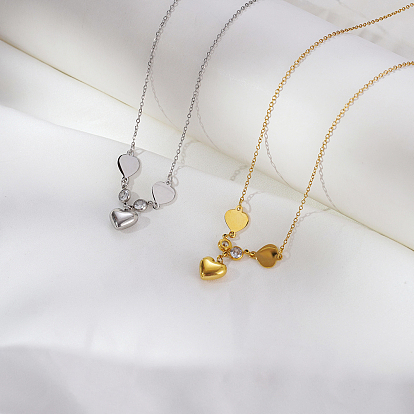 Ожерелья с подвеской в виде сердца из нержавеющей стали для ежедневного ношения женщинами