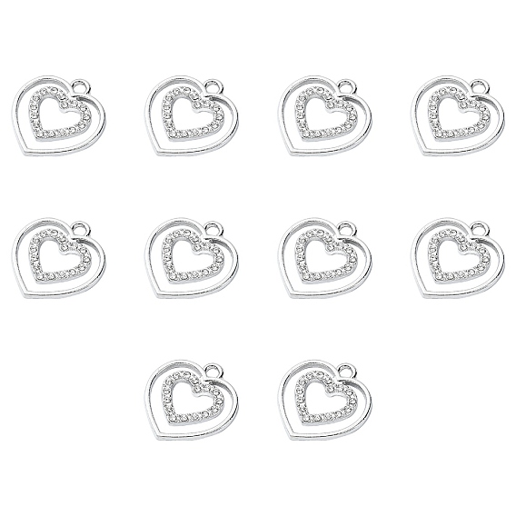 Подвески из сплава с хрустальными стразами, полые прелести сердца